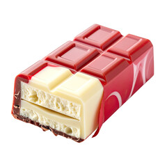 Layered candy bar white, red swirl with an airy filling