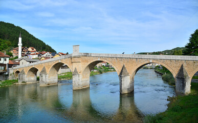 The historic Stone Bridge in Konjic, Bosnia and Herzegovina, was built in 1685 during the Ottoman period. It is the city's most important historical