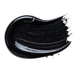 Swirl of thick, glossy black paint smear with visible texture