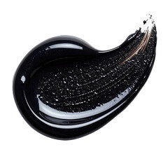 Swirl of shiny dark cream with textured brush marks on dark background