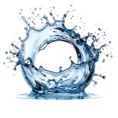Splashing water creates a ring shape on a dark background