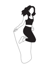 Illustration portrait SVG - Healthy Woman jumping rope _Vector character 