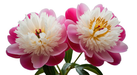 Obraz premium Delicate pink and white peonies bloom elegantly against a transparent background