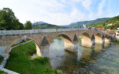 The historic Stone Bridge in Konjic, Bosnia and Herzegovina, was built in 1685 during the Ottoman period. It is the city's most important historical