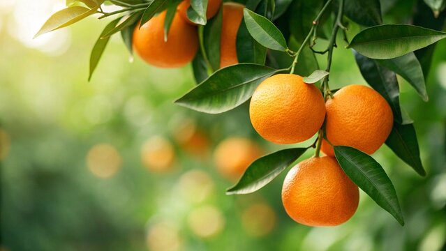 Vibrant orange tree branch bursting with fresh, juicy citrus fruit ready for harvest perfect for healthy eating and summer freshness themes