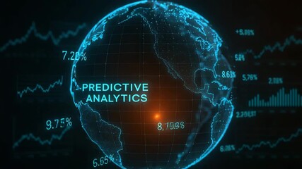 A digital globe showcasing predictive analytics data with graphs and statistics for a modern technological design. - Powered by Adobe
