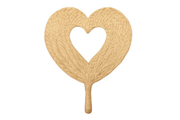 Woven straw heart fan love summer concept