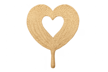 Woven straw heart fan love summer concept
