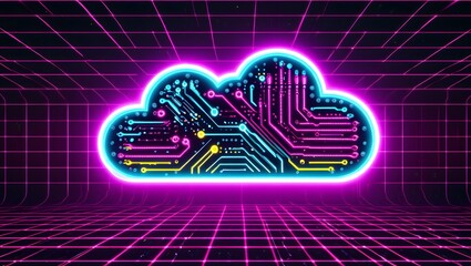 Generative AI image of cloud computing and digital data transfer with computing networked across cities country and globe with virtualization approach