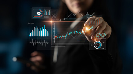 Data analytics dashboard with charts, indicators, and performance metrics, reveals trends, data analytics drives growth, supports insight, and data analytics improves decisions. Latch
