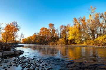 Beautiful fall morning on the Boise River Idaho