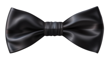 Elegant black bow tie, isolated on transparent background, a classic accessory for formal wear, adding a touch of sophistication and style to any outfit