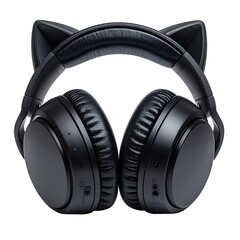 Black headphones with cat ears. Feline audio enjoyment awaits