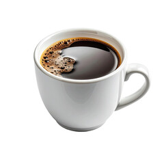 Coffee cup Dark brew with bubbles in a white ceramic mug