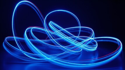 Abstract neon light trails on a dark background.
