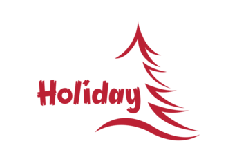 Red holiday tree logo with stylized text design Transparent Background
