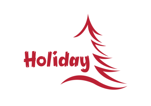 Red holiday tree logo with stylized text design Transparent Background