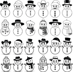 Cute winter snowman character collection