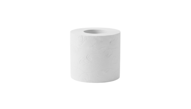 A single white cylindrical object with a hollow center placed upright on a clean surface in a bright setting on white