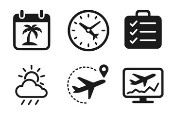 Travel Planning and Booking Icons Set