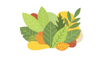 Naklejka premium Bright Botanical Leaf Arrangement in Modern Flat Style