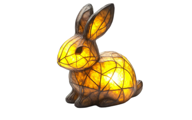 Handcrafted rabbit lantern emitting soft light to create a charming and whimsical decorative atmosphere