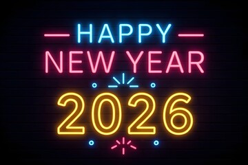 Happy New Year 2026 &mdash; Neon Banners, Cards, Posters, and Holiday Celebration Designs