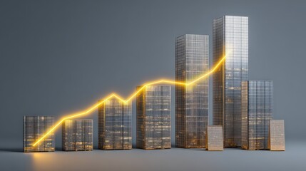A dynamic cityscape morphs into an upward-trending financial graph, showcasing growth and prosperity in a visually compelling representation. ..Created with Generative AI, not depicting real subjects.