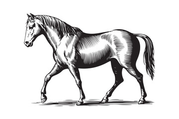 Vintage engraving of a horse in motion