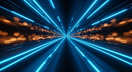 Experience the exhilarating rush of futuristic neon speed through a vibrant digital tunnel, capturing the essence of innovation and boundless progress in a dynamic visual journey.