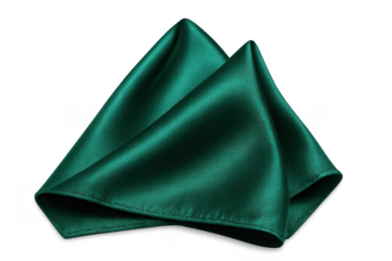 Green silk pocket square on transparent background