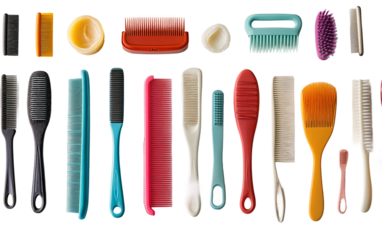 Vibrant assortment of grooming accessories including combs wax and trimmers highlighting style and self care