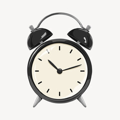 Black alarm clock, object illustration vector