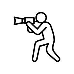 Photojournalist in action capturing moments on copy space