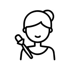 Makeup artist with a brush expressing creativity on copy space