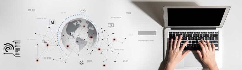 Global AI network showing connection between AI, global, and network elements across the digital world and data infrastructure Latch