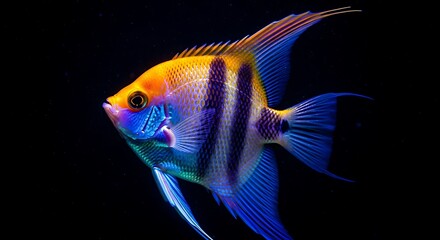 Vibrant Angelfish in Deep Blue A Mesmerizing Underwater Portrait Capturing Beauty and Color