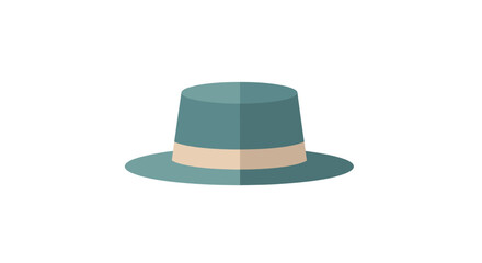 Cylindrical teal hat with a tan band