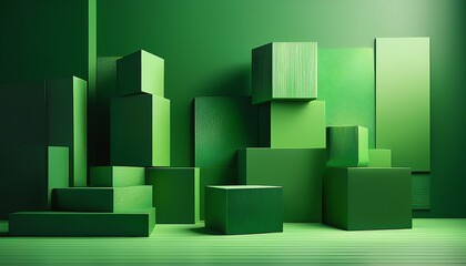 green blocks indoors styled decorative abstract photography modern composition geometric creative scene