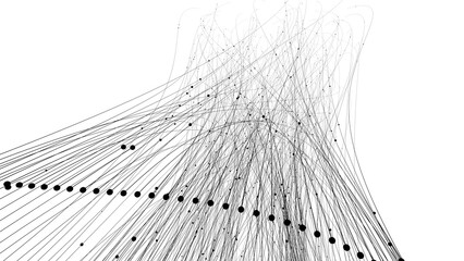 Dot and Curve Network, Abstract Connection Pattern for Tech and Innovation Design, 3d render