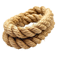 Coiled rope twisted fibers form a circular, textured, thick strand