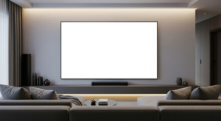 Smart TV Mockup in Modern Living Room Setting