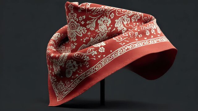 Red Bandana with White Paisley Pattern on Dark Background, Fashion Accessory, Headscarf, Neck Scarf, Stylish Design, Vintage Style