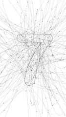 Connected Dots Outline Number 7, Abstract Pattern for UI Design and Presentations, 2d render