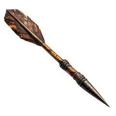 Ornate feather arrow with carved handle