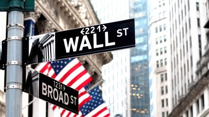 Wall Street street sign, signifying the heart of finance, stands beneath a clear sky