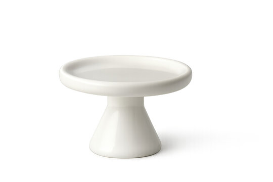 Empty white ceramic cake stand with transparent background