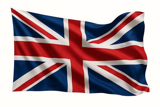 Waving union jack british flag isolated on white background