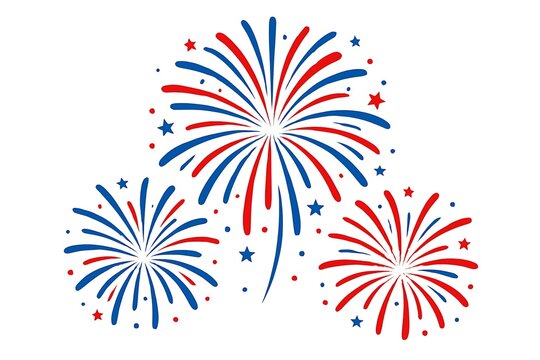 Red white and blue fireworks display celebration