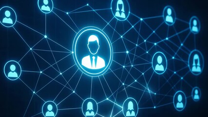 A futuristic network connection concept showcasing user profiles linked together in a digital environment. - Powered by Adobe